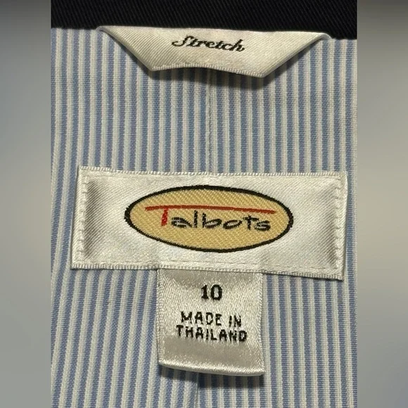Talbots Stretch Size 10 Navy Blue Cotton Short Blazer - Picture 4 of 13